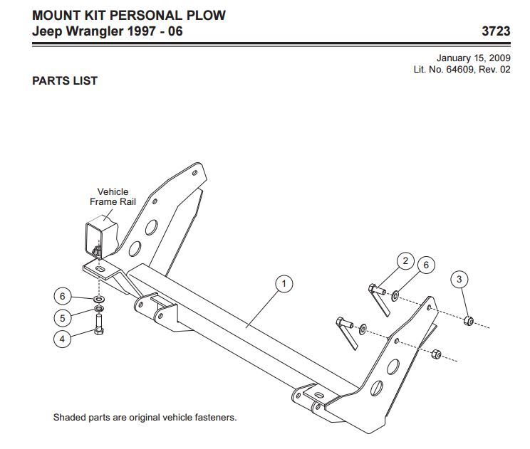 Western SnowEx Part # 3723 - Personal Plow Mount Kit Jeep Wrangler 1997-06