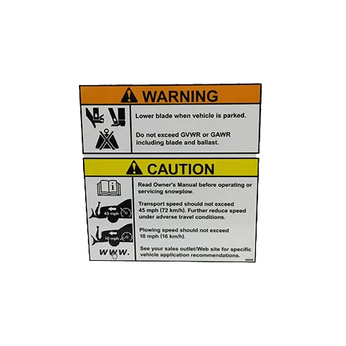 Western SnowEx Part # 59900 - Warning Caution Decal Label for Snowplows
